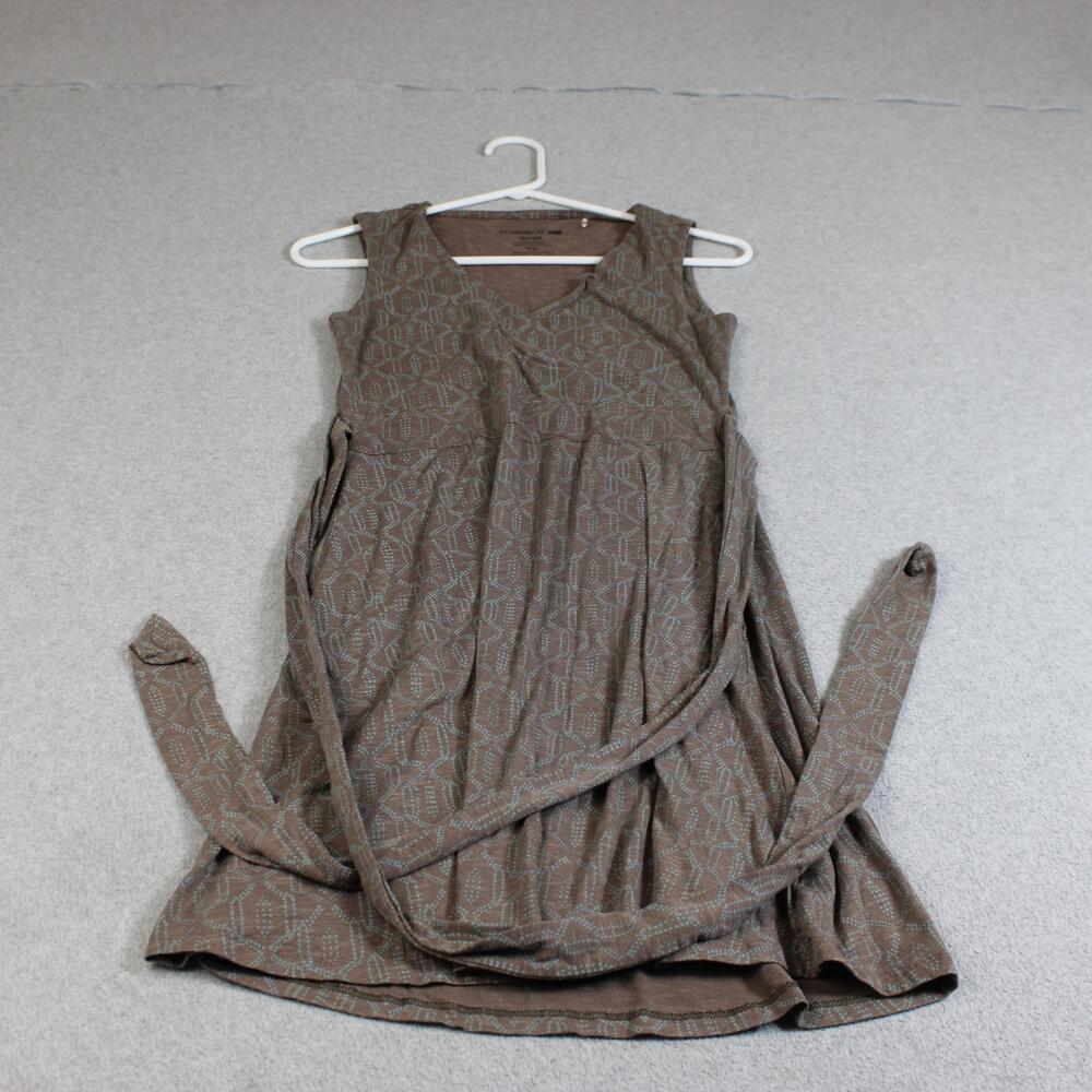 Toad&Co Dress Women Small Brown Geometric Knit Belted Fit Flare Travel Hike Boho